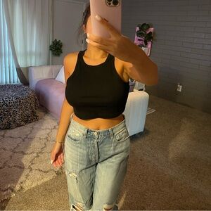 Black Tank Crop Top - Wild Fable - Size Large